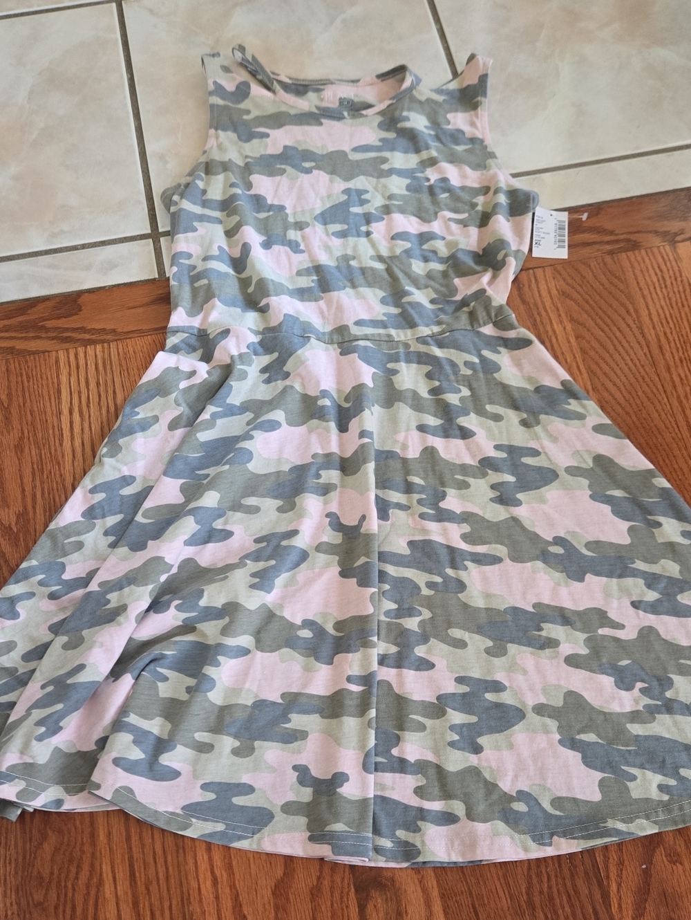 The Children's Place Pink and Gray Camo Tank Dress